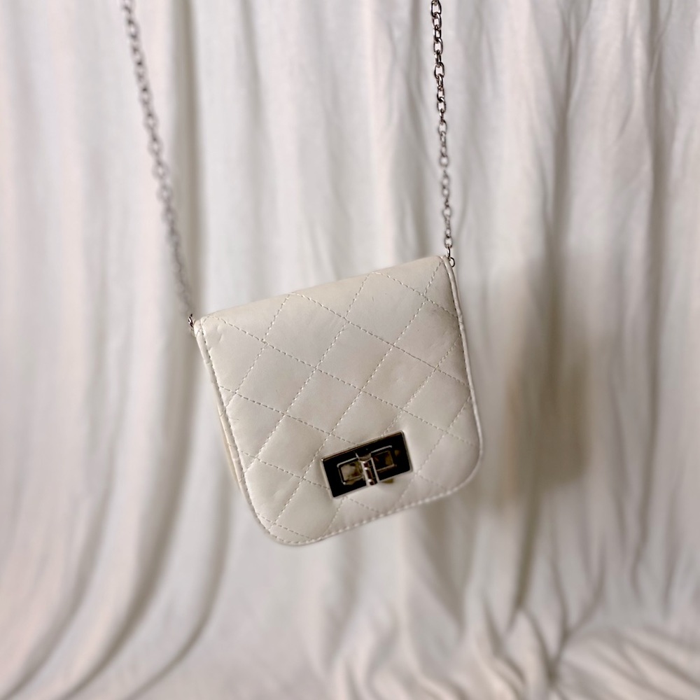 White and silver crossbody bag